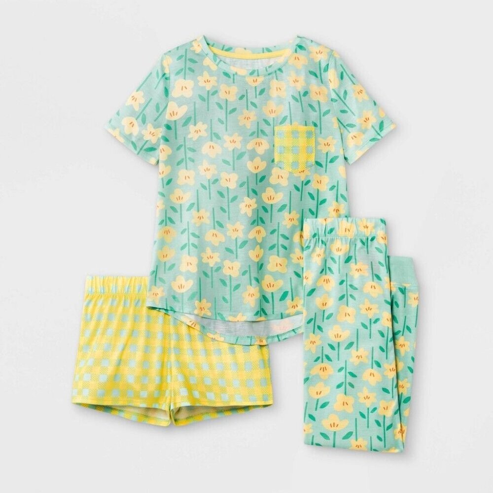 Cat & Jack 3pc Floral Pajama Set / NWT / Size: 10/12
